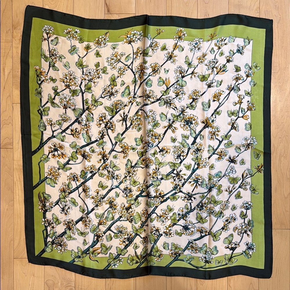 Green Butterfly Flower Scarf